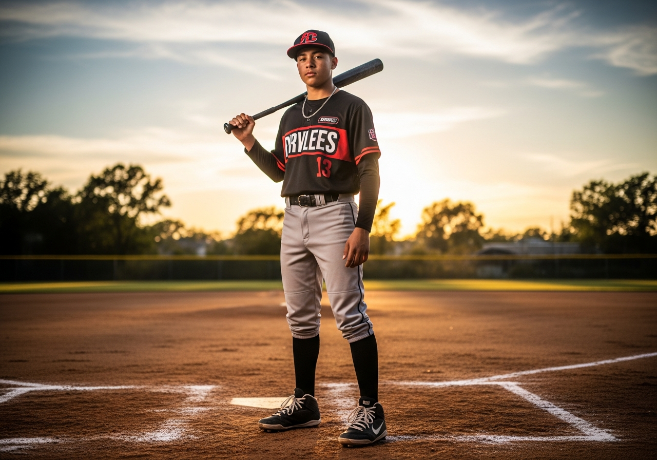 Youth baseball player in fresh gear