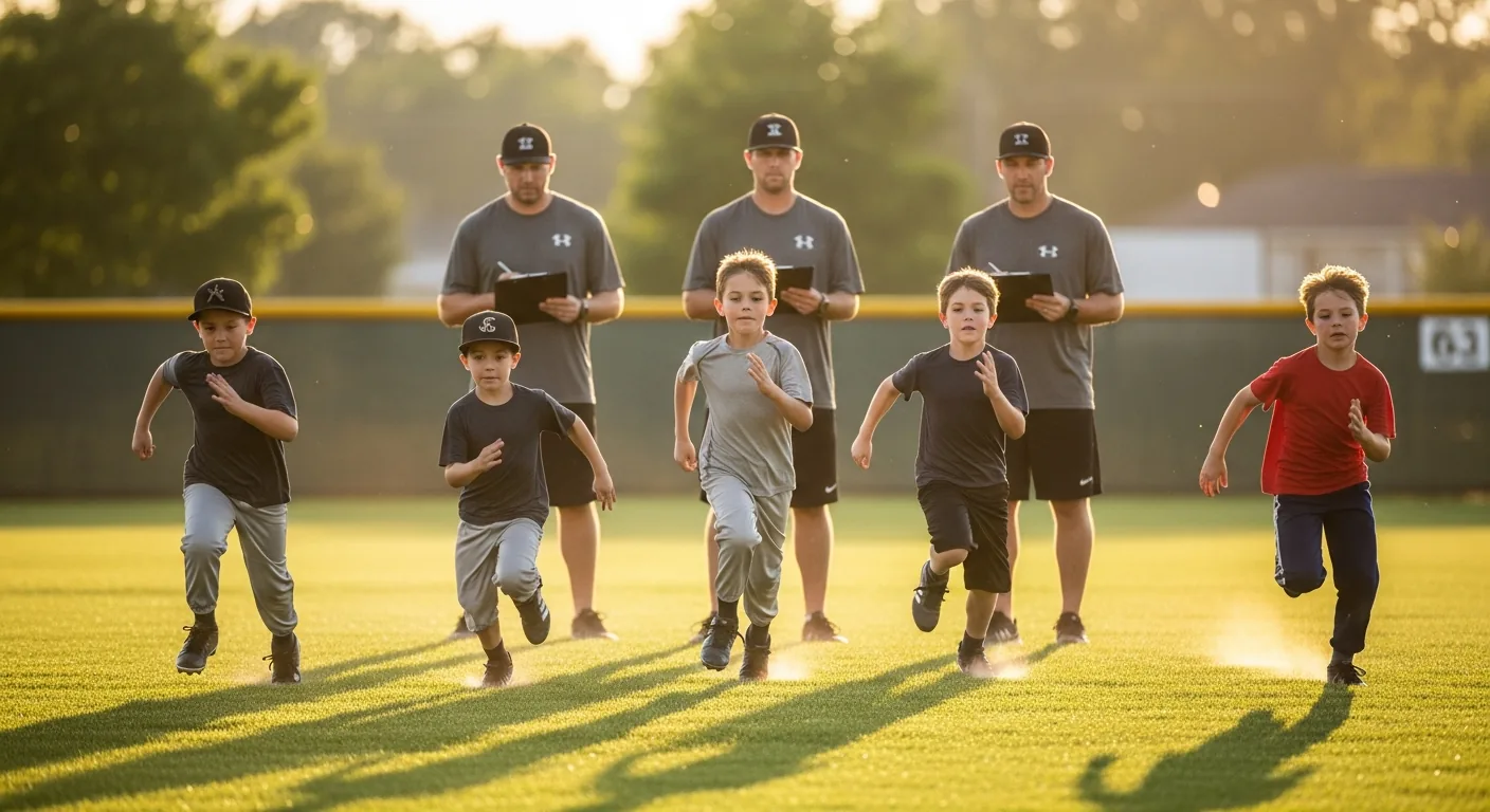 Youth players at travel ball tryouts